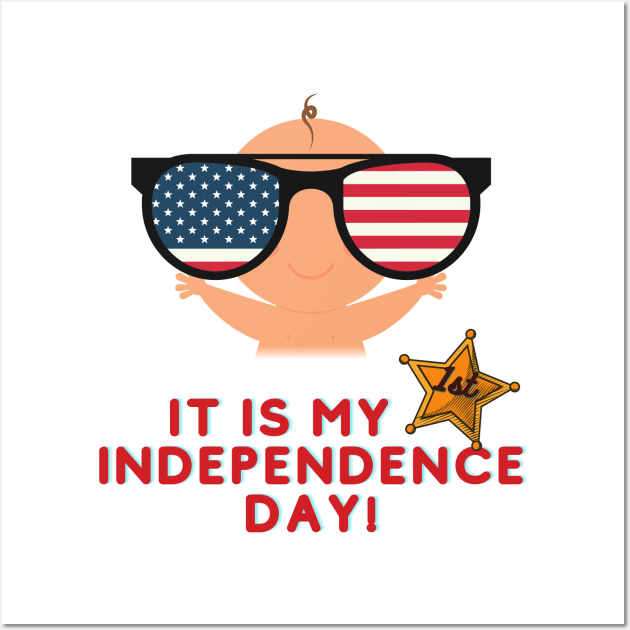 It is my first independence day Baby with Sunglass Wall Art by Mission Bear